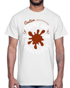 caution poems are sweeter than chocolates 77#- chocolate- Cotton Tee