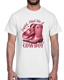 cupid find me a cowboy western 359#- western- Cotton Tee