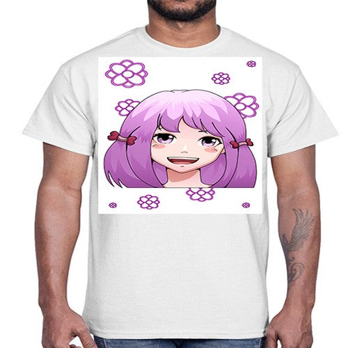 cute ponytails purple hair girl 63#- anime- Cotton Tee