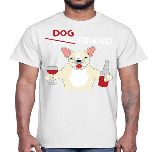 dog wine friend 93#- dogs- Cotton Tee