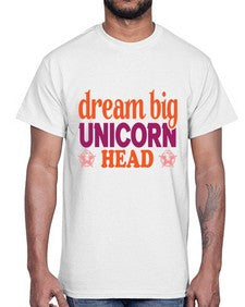 dream big unicorn head 108#- unicorn- Cotton Tee