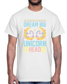 dream big unicorn head 113#- unicorn- Cotton Tee