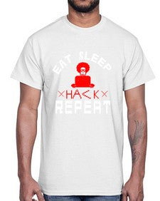 eat sleep hack repeat 48#- computer- Cotton Tee