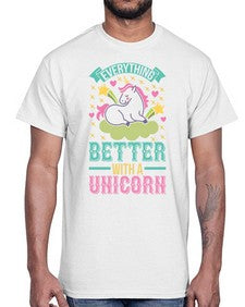 everything better with a unicorn 128#- unicorn- Cotton Tee