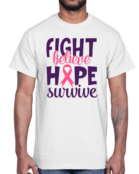 fight believe hope survive Style 13#- breast cancer- Cotton Tee