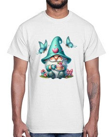 gnome with butterfly 14#- gnome- Cotton Tee