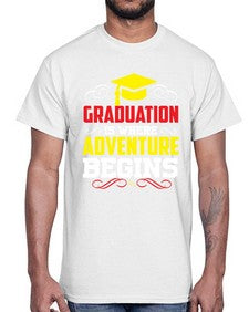 graduation is where adventure beings 226#- graduation- Cotton Tee