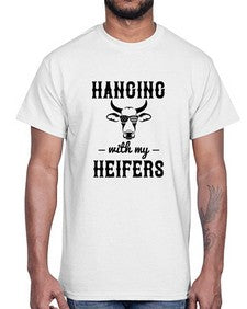 hanging with my heifers 501#- western- Cotton Tee