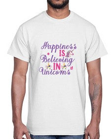 happiness is believing in unicorns 155#- unicorn- Cotton Tee