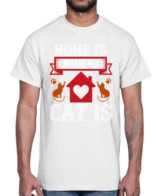 home is wherwever my cat is Style 51#- cats- Cotton Tee