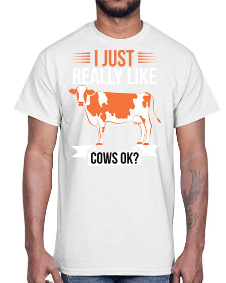 i just really like cows ok Style 3#- cow- Cotton Tee