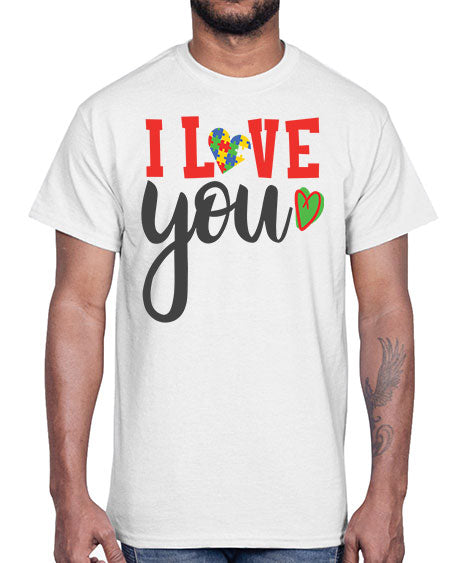 i love you Style 23#- autism- Cotton Tee