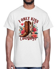 i only kiss cowboys howdy boot 594#- western- Cotton Tee