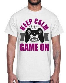 keep calm and game on 132#- video games- Cotton Tee