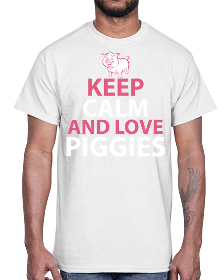 keep calm and love piggies Style 47#- pig- Cotton Tee
