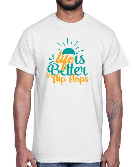 life is better in flip flops Style 90#- summer- Cotton Tee