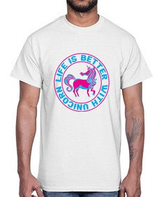 life is better with unicorn 251#- unicorn- Cotton Tee