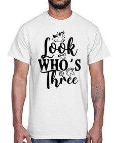 look whos three 265#- unicorn- Cotton Tee