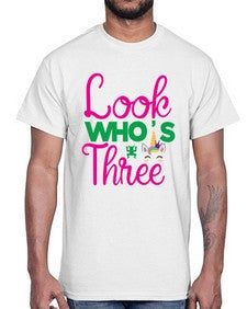 look whos three 266#- unicorn- Cotton Tee