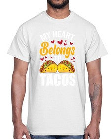 my heart belongs to tacos 1423#- tacos- Cotton Tee