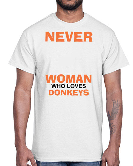 never underestimate a woman who loves donkeys Style 1#- donkey- Cotton Tee