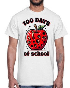 one hundred Days of School Apple 572#- one hundred days- Cotton Tee