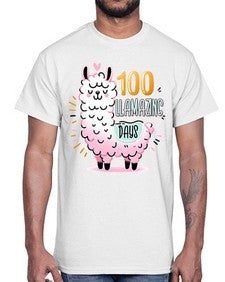 one hundredth Day of School Llama 599#- one hundred days- Cotton Tee