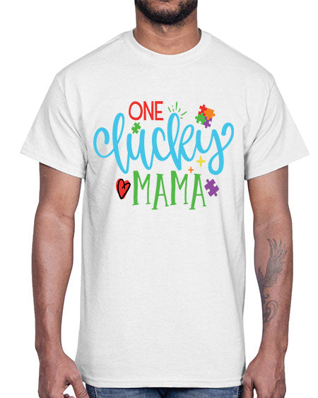 one lucky mama Style 33#- autism- Cotton Tee