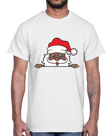peekaboo black santa 19#- black boys or men- Cotton Tee