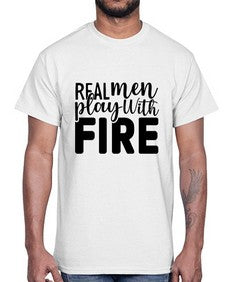 real men playing with fire 1498#- bbq- Cotton Tee