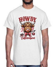 retro vintage howdy valentine bow 1016#- western- Cotton Tee
