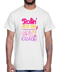 rollin into second grade 783#- second grade- Cotton Tee