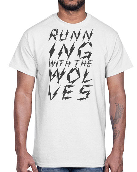 running with the wolves- wolf- Cotton Tee