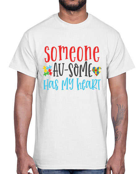 someone ausome has my heart Style 40#- autism- Cotton Tee