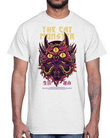 the cat monster gdkkj 1148#- art pop art- Cotton Tee