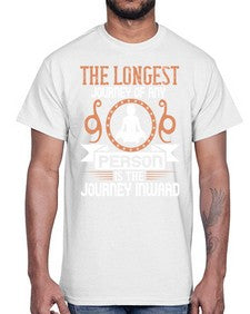 the longest journey of any person is the journey inward  550#- yoga- Cotton Tee