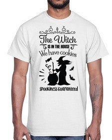the witch is in the house sign 20#- witch- Cotton Tee