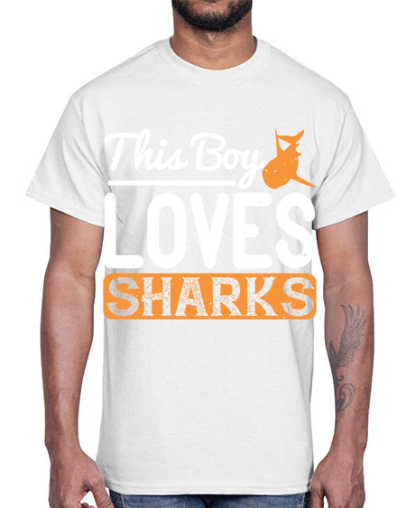 this boy loves sharks Style 14#- shark-fish- Cotton Tee