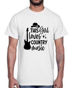 this girl loves country music 1163#- western- Cotton Tee