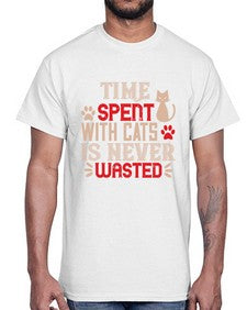 time spend with cat is never wasted Style 121#- cats- Cotton Tee