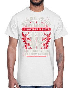 veteran showed up in boots 1198#- western- Cotton Tee