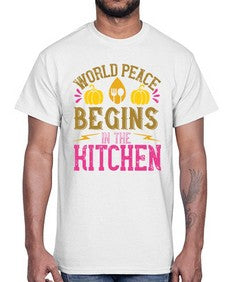 world peace begins in the kitchen 496#- vegan- Cotton Tee