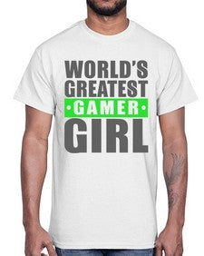 worlds greatest gamer girl 166#- video games- Cotton Tee