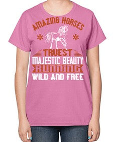 Amazing horses Truest Majestic Beauty Running wild and free Style 23# - horse-  Ladies T-Shirt
