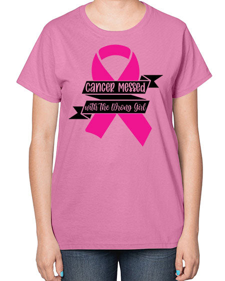 Cancer Messed with the Wrong Girl 30# - breast cancer-  Ladies T-Shirt