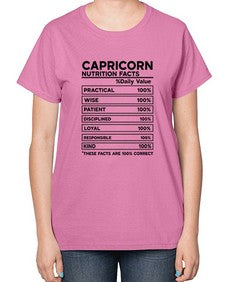 Capricorn Nutrition Facts 185# - capricorn-  Ladies T-Shirt