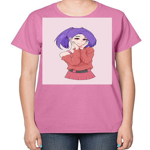 Cute girl with cute pose 138# - anime-  Ladies T-Shirt