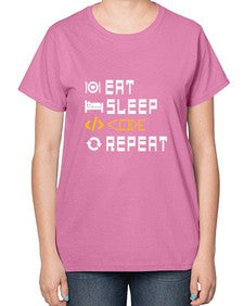 Eat sleep code repeat 49# - computer-  Ladies T-Shirt
