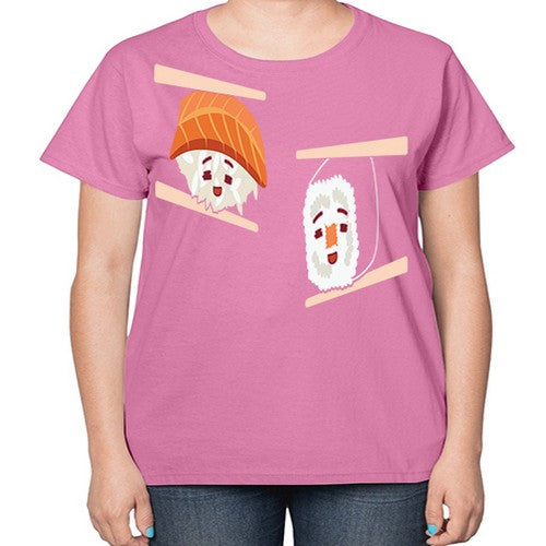 Happy Sushi Anime Kawaii Set Anime 232# - anime-  Ladies T-Shirt