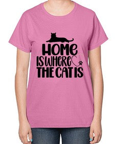 Home Is Where The Cat is Style 93# - cats-  Ladies T-Shirt
